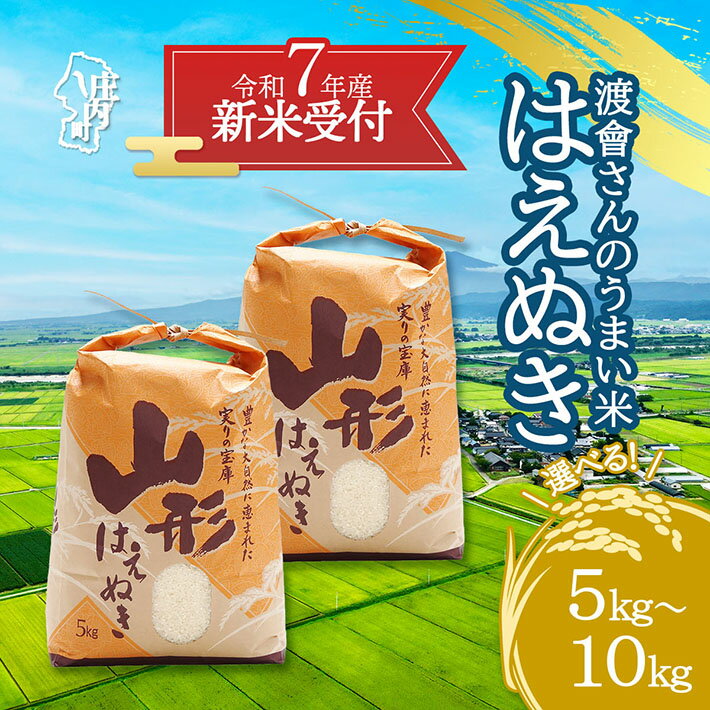 [新米受付 10月発送]R7年産 渡會さんのうまい米!はえぬき 選べる内容量! 5kg/10kg(入金期限:2025.9.15)新米 新米予約 先行受付 令和7年産米 米 ふるさと納税 山形県