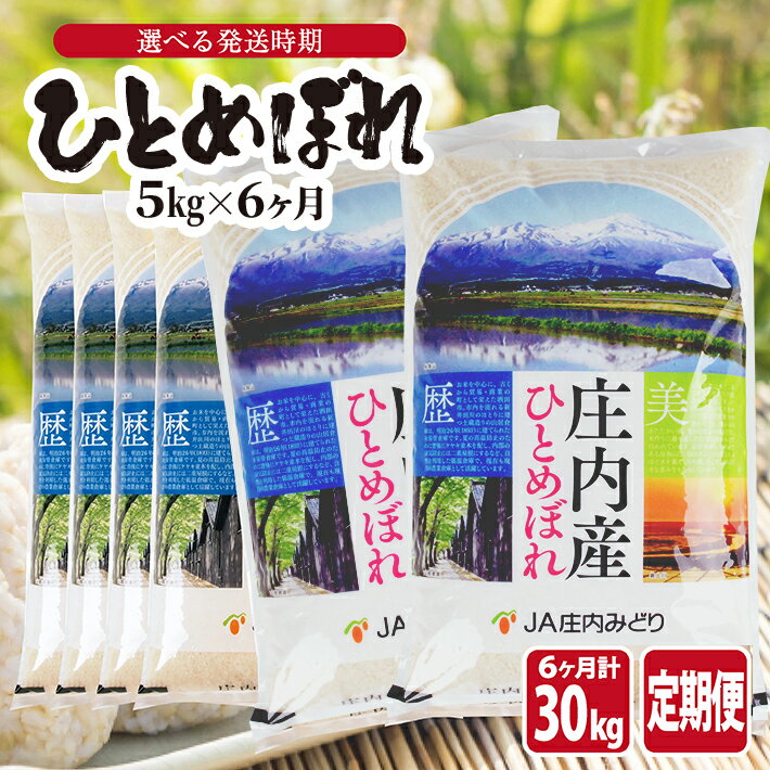 ≪6ヶ月定期便≫ ひとめぼれ 5kg×6ヶ月連続 計30kg 山形県庄内産 ご希望期間の毎月中旬頃お届け JA 農協 産地直送 精米 白米 庄内米 東北 遊佐町
