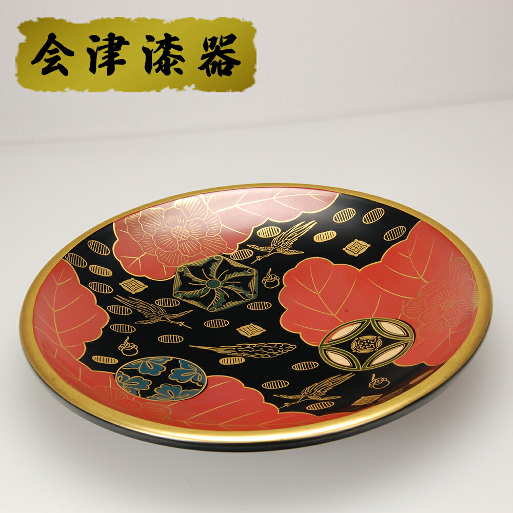 菓子鉢 (額皿) 錦絵 皿立付|会津若松 漆器 特産品 [0188]