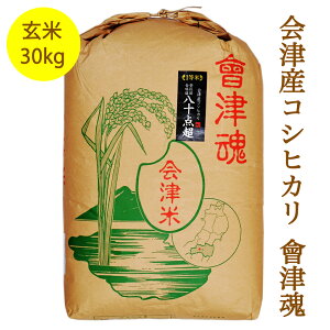 【ふるさと納税】会津産 コシヒカリ 「會津魂」【玄米】30kg｜令和5年産 会津若松市 お米 ごはん [0278]