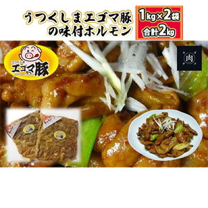 【ふるさと納税】【ホルモン 総重量 2kg】福島県産 うつくしまエゴマ豚の味付ホルモン 1kg×2袋 肉の加工品 加工品 惣菜 冷凍の画像