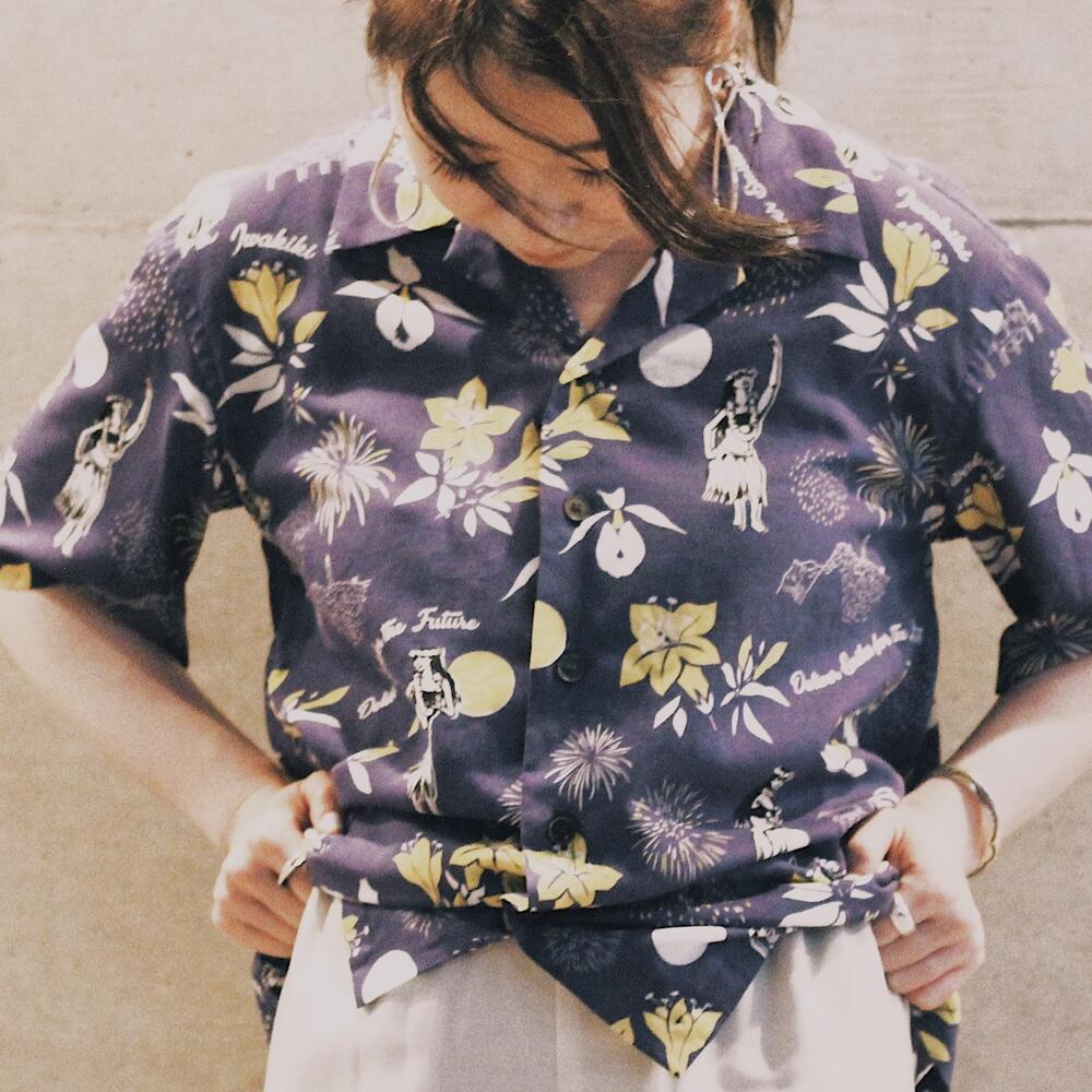 【ふるさと納税】いわき市発D2Cアロハシャツ「yourmood」(オープンカラー) NAVY