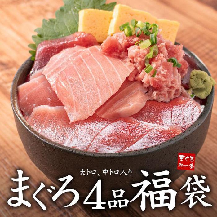 【ふるさと納税】まぐろ4品福袋　本マグロ大トロ＆中トロ、ネギトロ、づけ！海鮮丼や手巻き寿しに