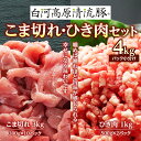 【ふるさと納税】白河高原清流豚 こま切れ・ひき肉セット 4kg(パック小分け) F21R-231