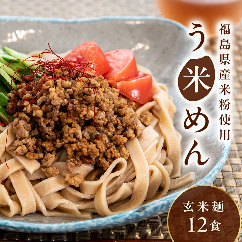 グルテンフリー 米粉で作った麺「う米めん」玄米タイプ12食入り