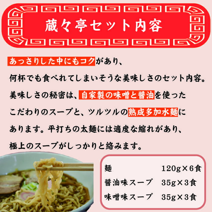 【ふるさと納税】【年内発送】喜多方ラーメン ラーメン 6食 しょうゆ みそセット 蔵々亭 星醸造 会津かねじょう