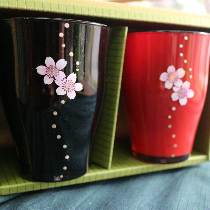 【ふるさと納税】手描き蒔絵入りタンブラー(ライン桜)　【07208-0071】