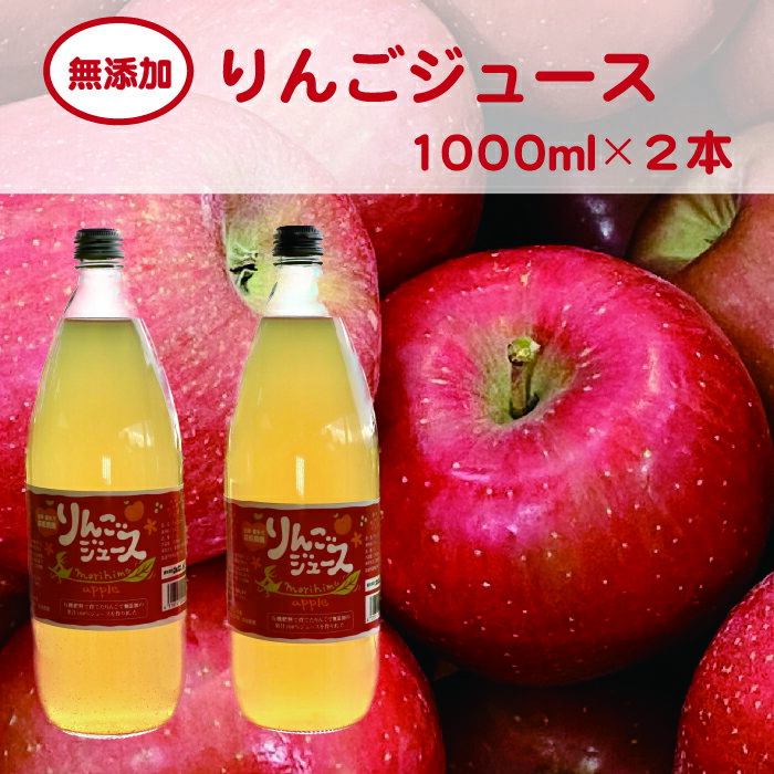 りんごジュース りんご 100％ 無添加 生搾り 大ビン 1000ml 2本 セット
