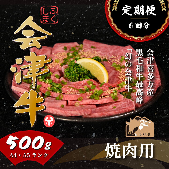 牛肉 国産 黒毛和牛 焼肉 500g A5 A4 冷凍 会津喜多方産 定期便 6か月