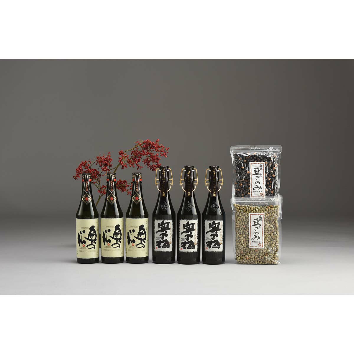 奥の松セット 純米大吟醸 720ml × 3本 大吟醸雫酒 720ml × 3本 豆ごのみ青豆 黒豆 各1袋 お酒 日本酒 人気 ランキング おすすめ ギフト 故郷 ふるさと 納税 福島 ふくしま 二本松市 送料無料 [道の駅 安達]