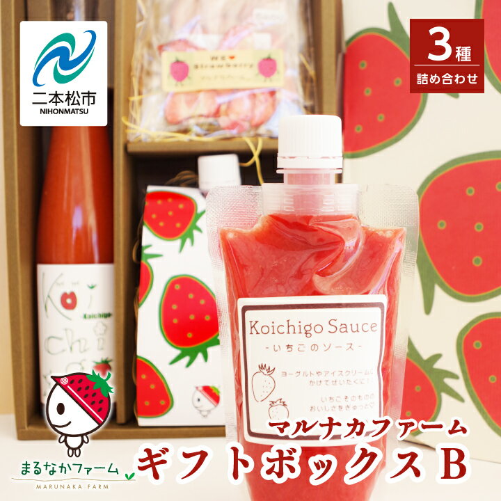 まるなかファーム ギフトボックスB いちご 酒 リキュール liqueur ソース source ドライいちご いちごソース 詰め合わせ セット 苺 イチゴ フルーツ 果物 おすすめ お中元 お歳暮 ギフト 二本松市 ふくしま 福島県 送料無料 [まるなかファーム]