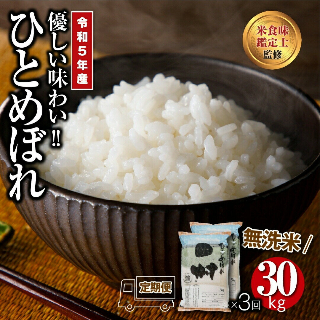 ＼ 令和5年産 / 定期便 3回 田村市産 無洗米 ひとめぼれ 10kg ( 5kg × 2袋 ) 計 30kg 10kg ずつ 3回 配送 ギフト 贅沢 のし対応 1週間以内発送 福島 ふくしま 田村 贈答 米 コメ ご飯 ブランド米 精米したて お米マイスター 食味鑑定士 安藤米穀店