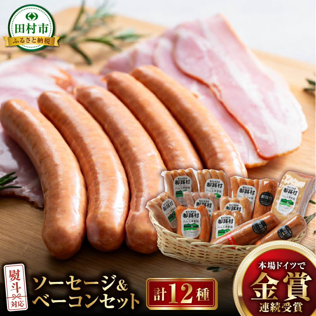 【ふるさと納税】 ソーセージ 全種 ＆ ベーコン セット 計12種 詰め合わせ やまと豚 DLG 金賞 年内発送 ギフトセット 贈答 お中元 お歳..