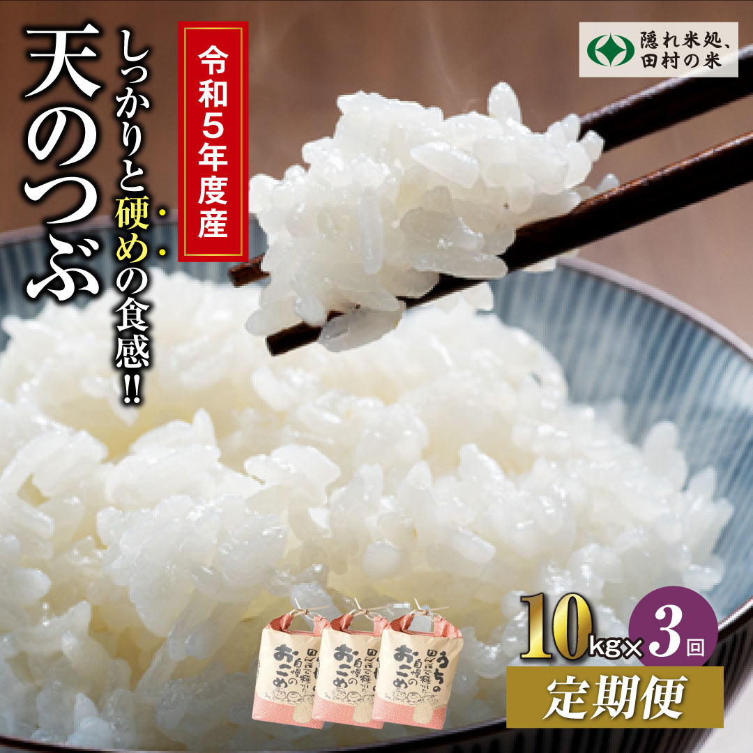 [令和5年産 定期便3回] 田村産 天のつぶ10kg お米 福島県 田村市 田村 贈答 美味しい 米 kome コメご飯 特Aランク 一等米 単一米 精米 国産 おすすめ 送料無料 ふぁせるたむら