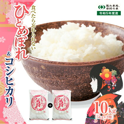 【令和5年産】田村市産 ひとめぼれ5kg & 田村産 コシヒカリ5kg 計10kg お米 食べくらべ 福島県 田村市 贈答 美味しい 米 kome コメご飯 特Aランク 一等米 単一米 精米 国産 おすすめ 送料無料 ふぁせるたむら