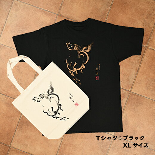 【ふるさと納税】野馬追Tシャツ(ブラック・XLサイズ)＆バッグセット【09001】