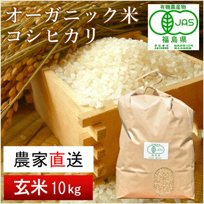 【令和5年産米】南相馬・根本有機農園のJAS有機米コシヒカリ10kg（玄米）【30041】