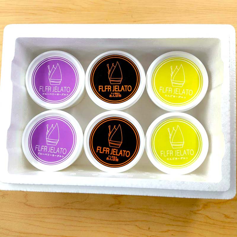 【ふるさと納税】フルーツいっぱいジェラート3種類セット 各種2個入り デザート ジェラート ブルーベリー りんご あんぽ柿 福島県 伊達市 F21C-158