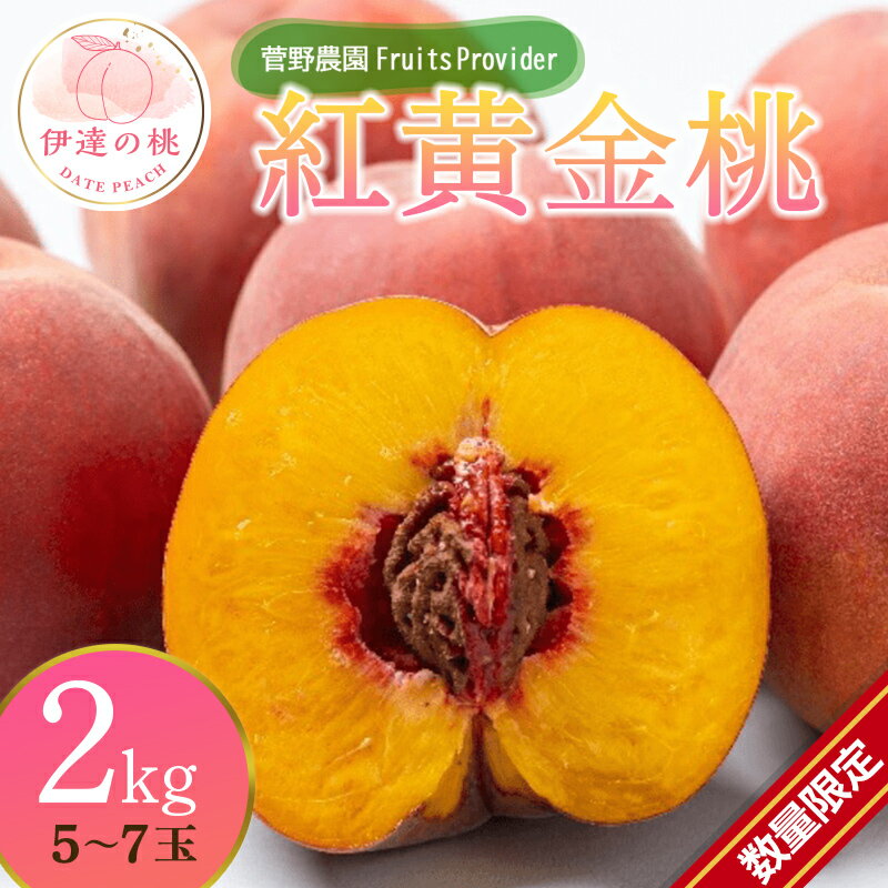 【ふるさと納税】《先行予約》 福島の桃 【数量限定】 桃 紅黄金桃 2kg（5～7玉） もも モモ べにおうごんとう おうごんとう 黄金桃 果物 フルーツ 限定 産地直送 国産 お取り寄せ 予約 ふるさと納税 福島県 伊達市 F20C-641