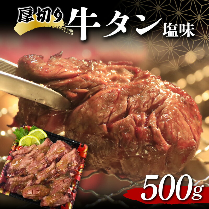 【ふるさと納税】 厚切り牛タン塩味 500g 焼肉 キャンプ アウトドア BBQ 塩牛タン 味付け肉 F20C-679