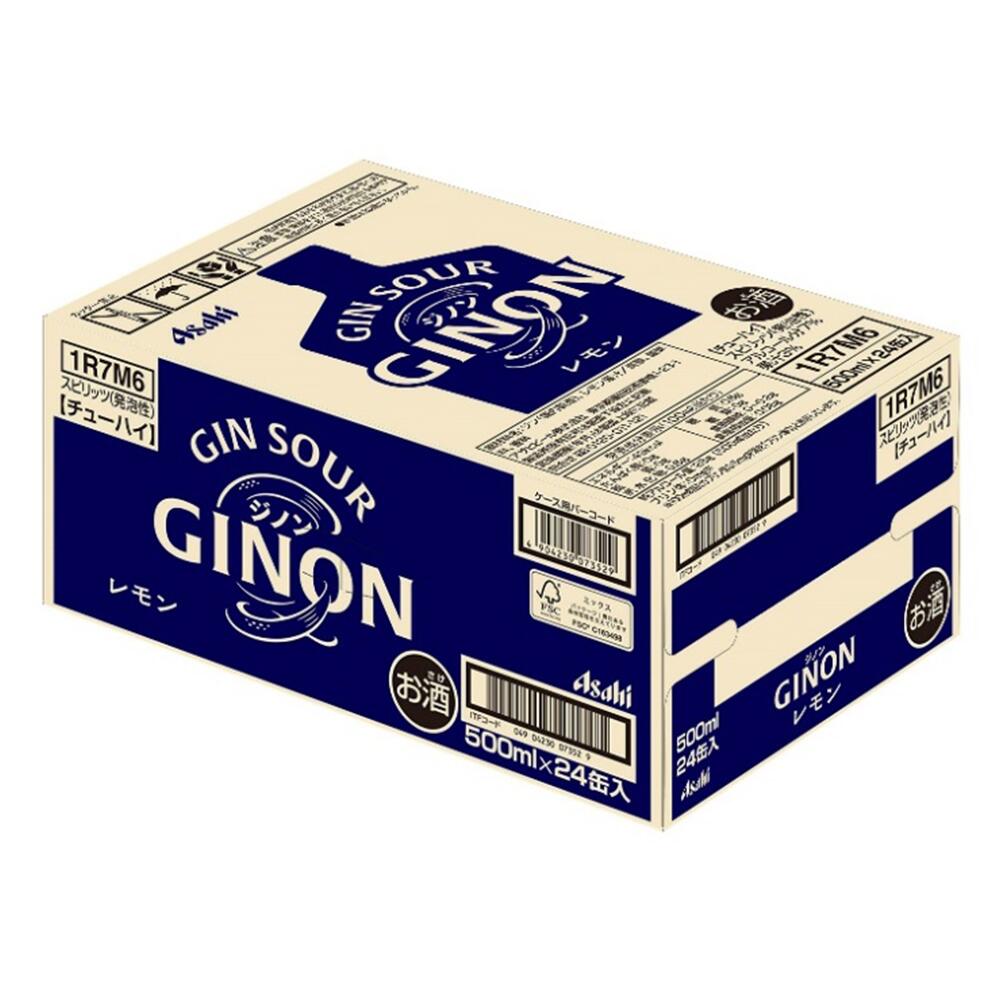 【ふるさと納税】アサヒ GINON レモン缶 500ml×24本 合計12L ＜選べるお届け回数＞ 1ケース アルコール度数7% お酒 飲料 アサヒ 缶 ジン サワー 贈り物 ギフト プレゼント 晩酌 自宅用 送料無料 【07214-0297・439～441】