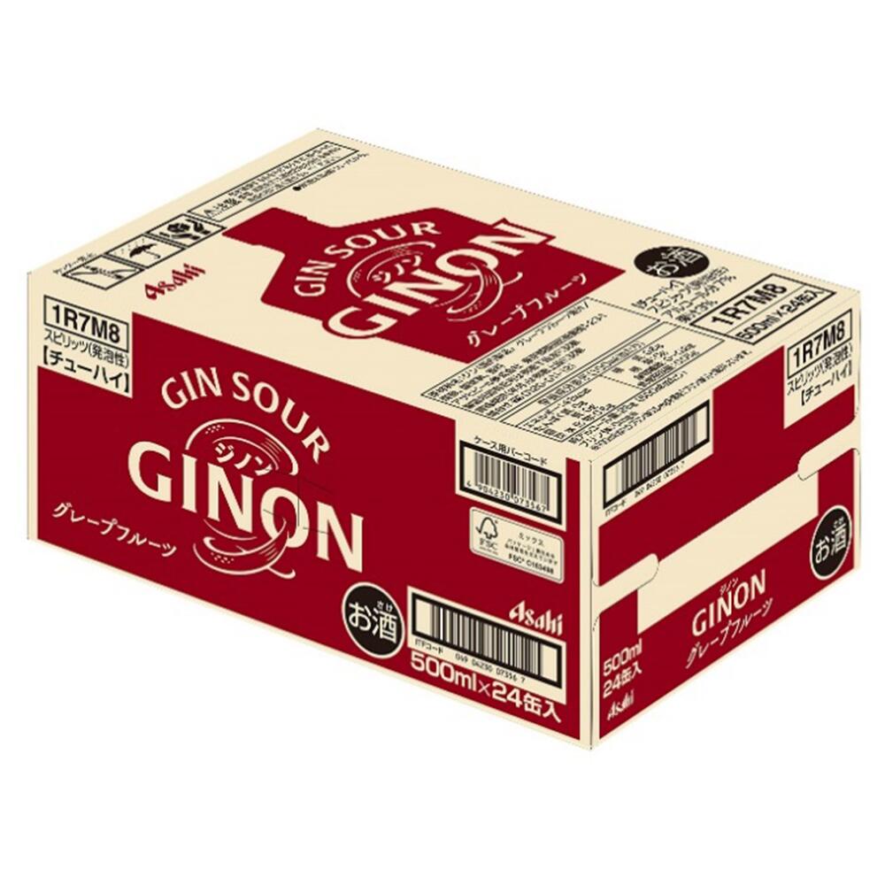 【ふるさと納税】アサヒ GINON グレープフルーツ缶 500ml×24本 合計12L ＜選べるお届け回数＞ 定期便 1ケース アルコール度数7% お酒 飲料 アサヒ 缶 ジン サワー 贈り物 ギフト プレゼント 晩酌 自宅用 送料無料 【07214-0299・445～447】