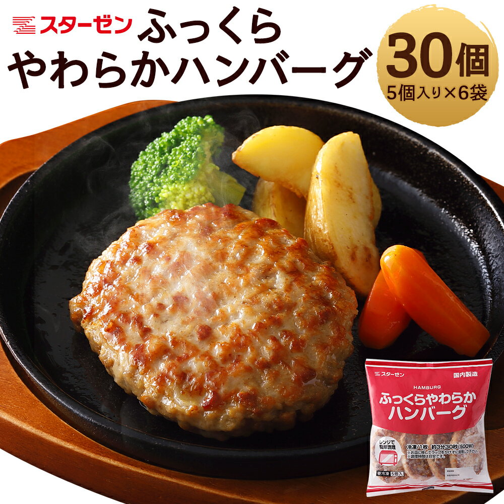 ふっくらやわらかハンバーグ 合計30個 5個入り×6袋 ハンバーグ 惣菜 おかず 小分け スターゼン 冷凍 送料無料