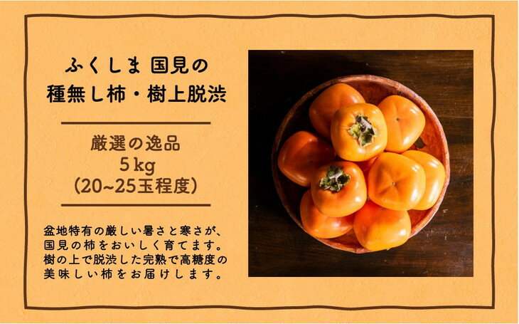 63位! 口コミ数「0件」評価「0」◆2024年秋発送◆＜ 種無し柿（樹上脱渋）・約5kg ＞※着日指定不可※2024年10月下旬～11月中旬頃に順次発送予定