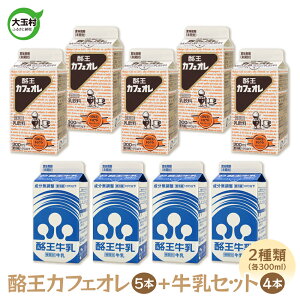 【ふるさと納税】 酪王カフェオレ （300ml×5本） 牛乳 （300ml×4本） 9本 セット【01132】 酪王 コーヒー カフェオレ 珈琲 生乳 ミルク カフェオーレ 乳飲料