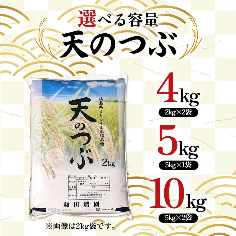 【ふるさと納税】《選べる容量》〈先行予約 2025年産米〉福島県鏡石町産 和田農園 天のつぶ 《4kg 5kg 10kg》 2025年12月から発送 精米 米 コメ こめ 福島県 和田農園 F6Q-327var
