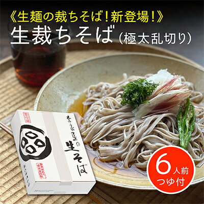【ふるさと納税】《年越しそば・数量限定》新そば 生裁ちそば 6人前つゆ付／太めの乱切り　【 麺類 会津産 新そば粉 八割使用 生そば 香り 風味 歯切れ 幅広 生地 薄目 生麺 年末 準備 和食 】　お届け：2023年12月29日頃より順次発送のサムネイル