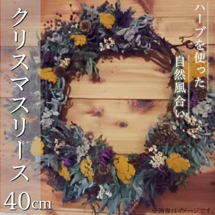 【ふるさと納税】クリスマスリース【ハーブを使った自然風合い】(40cm)