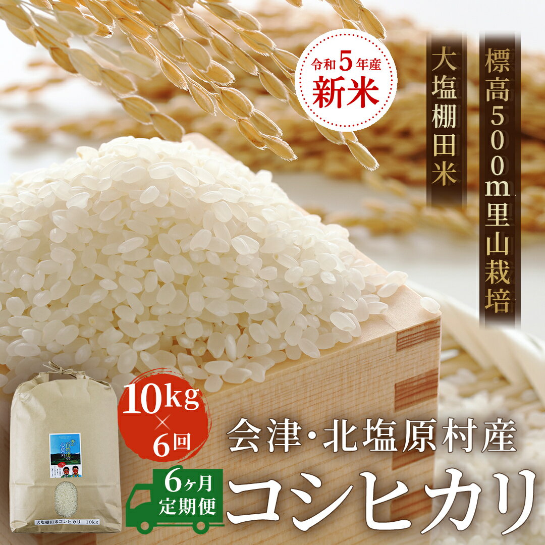 22位! 口コミ数「0件」評価「0」【6ヶ月定期便】【令和5年産】【新米】会津・北塩原村産「コシヒカリ」10kg×6回お届け(大塩棚田米・標高500m里山栽培） 【 ふるさと納･･･ 