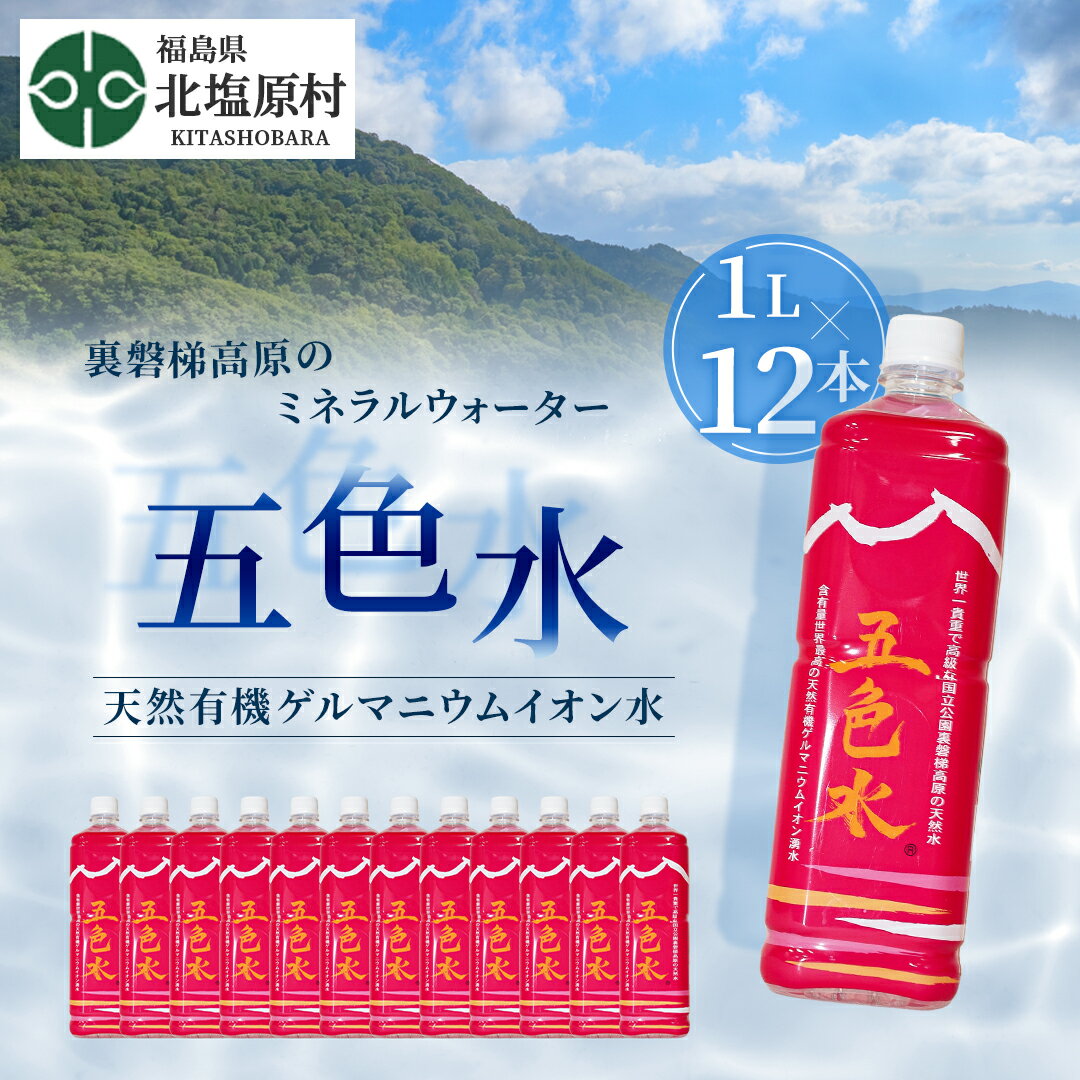 【ふるさと納税】「五色水」1L×12本入り【天然有機ゲルマニウムイオン水】 【 ふるさと納税 人気 おすすめ ランキング 水 飲料水 飲料 1L 12L 12本 1000ml ミネラル水 ミネラル ウォーター ミネラルウォーター ペットボトル セット 福島県 北塩原村 送料無料 】 KBS004