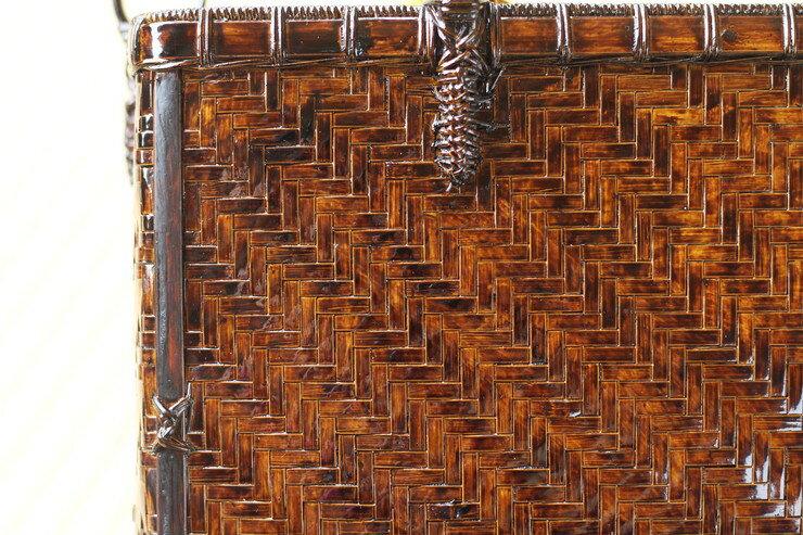 【ふるさと納税】竹細工 網代編み手さげバッグ　漆掛け