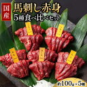 【ふるさと納税】国産 馬刺し 赤身 5種食べ比べ セット(ランプ・ロース・ヒレ・ミスジ・ツカミ) 各100g 【自家製にんにく辛子味噌&あごだし醤油付き】 ※沖縄・離島への配送不可