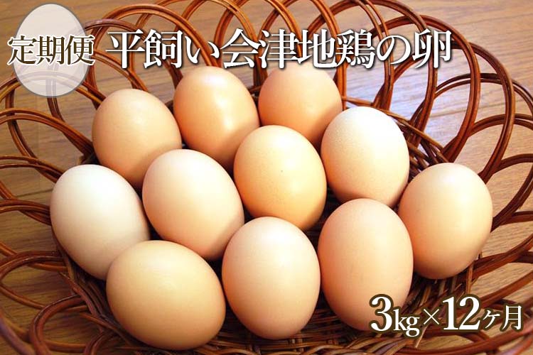 【ふるさと納税】33-K　平飼い会津地鶏の卵【定期便】3kg
