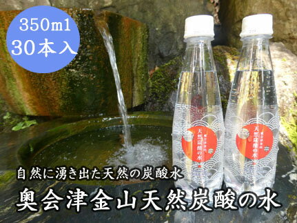 奥会津金山天然炭酸の水（350mlペットボトル）30本　福島県　金山町　炭酸水　天然　350ml　ペットボトル　微炭酸　軟水　天然炭酸水