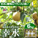 2024年産先行予約 【お礼品、訳あり幸水の特徴】1玉につき、果実の表面に、贈答用には入れられない小さな黒斑点（最大3mm程度）が、最大1～2個入る可能性があります。 味や食感には影響せず、美味しくお召し上がりただけます。会津美里町産 約6kg 10玉～12玉 ※甘みと酸味のバランスが良く、果肉がみずみずしく、ジューシーであり、食べると口の中で広がる爽やかな味わいが特徴です。愛情込めて育てた幸水梨をぜひご賞味ください。 【注意事項】 ※天候・生育状況等の事情により、発送時期が前後する場合がございます。おおよそ8月下旬～9月上旬発送になります。 ※商品到着後は、涼しい場所に保存し、出来る限りお早めにお召し上がりください。 ※災害や異常気象によって、返礼品の供給ができなくなった場合は、代替品をご提供させていただきます。 名称 《訳あり》幸水梨 内容量 約6kg（10玉～12玉） 産地名 会津美里町産 賞味期限 農産物の為、お早めにお召し上がりください。 保存方法 高温、直射日光を避けて涼しい場所で保存ください。 申込期間 ～2024年8月15日 発送時期 2024年8月下旬～9月上旬頃に順次発送予定 製造者提供元 GrapesHütte （グレープスヒュッテ） 福島県大沼郡会津美里町米田北原甲192番地1 ・ふるさと納税よくある質問はこちら ・寄附申込みのキャンセル、返礼品の変更・返品はできません。あらかじめご了承ください。 [ふるさと納税 フルーツ][ふるさと納税 果物] [ふるさと納税 フルーツ 福島][ふるさと納税 果物 福島][ふるさと納税 フルーツ 会津][ふるさと納税 果物 会津] [ふるさと納税 梨][ふるさと納税 和梨][ふるさと納税 ナシ][ふるさと納税 なし][ふるさと納税 幸水] [ふるさと納税 梨 6kg][ふるさと納税 和梨 6kg][ふるさと納税 ナシ 6kg][ふるさと納税 なし 6kg][ふるさと納税 幸水 6kg] [ふるさと納税 フルーツ 梨][ふるさと納税 フルーツ 和梨][ふるさと納税 フルーツ ナシ][ふるさと納税 フルーツ なし][ふるさと納税 フルーツ 幸水] [ふるさと納税 梨 果物][ふるさと納税 和梨 果物][ふるさと納税 ナシ 果物][ふるさと納税 なし 果物][ふるさと納税 幸水 果物] [ふるさと納税 梨 福島][ふるさと納税 和梨 福島][ふるさと納税 ナシ 福島][ふるさと納税 なし 福島][ふるさと納税 幸水 福島] [ふるさと納税 梨 会津][ふるさと納税 和梨 会津][ふるさと納税 ナシ 会津][ふるさと納税 なし 会津][ふるさと納税 幸水 会津] [ふるさと納税 梨 幸水][ふるさと納税 和梨 幸水][ふるさと納税 ナシ 幸水][ふるさと納税 なし 幸水]【先行受付】《訳あり》会津の美味しい梨 幸水 約6kg（10玉～12玉）