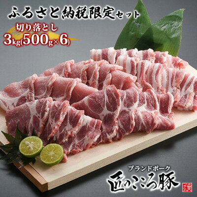 【ふるさと納税】ブランドポーク 匠のこころ豚 切り落とし3kg 500g 6 ふるさと納税限定セット【 安全・安心 JGAP・農場HACCP認証取得】 【 お肉 豚肉 バラ 小間切れ 切り落とし 炒め物 】