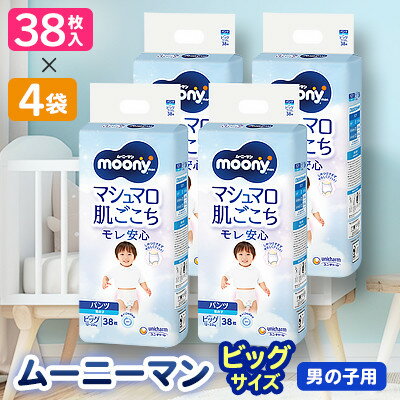 【ふるさと納税】【毎月定期便】ムーニーマン 男の子用 ビッグサイズ 38枚×4袋全2回【4069362】