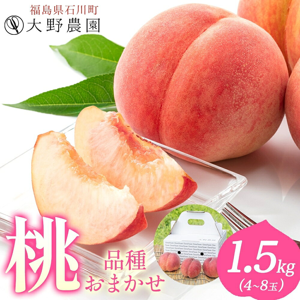 桃 1.5kg 品種お任せ 4〜8玉 |もも 旬 ランダム 果物 フルーツ 完熟 ピーチ 産地直送 新鮮 大野農園 福島県 石川町[19001]