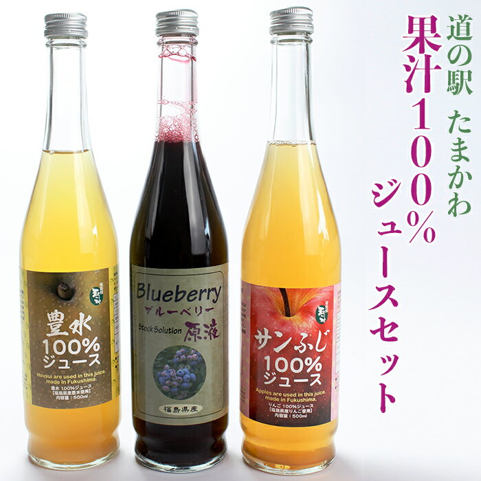 [道の駅たまかわ]玉川村産果汁100%ジュースセット