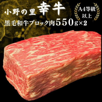 【ふるさと納税】【毎月定期便】【小町の里・幸牛】黒毛和牛ブロック肉 550g×2　計1.1kg全3回【配送不可地域：離島】【4090821】
