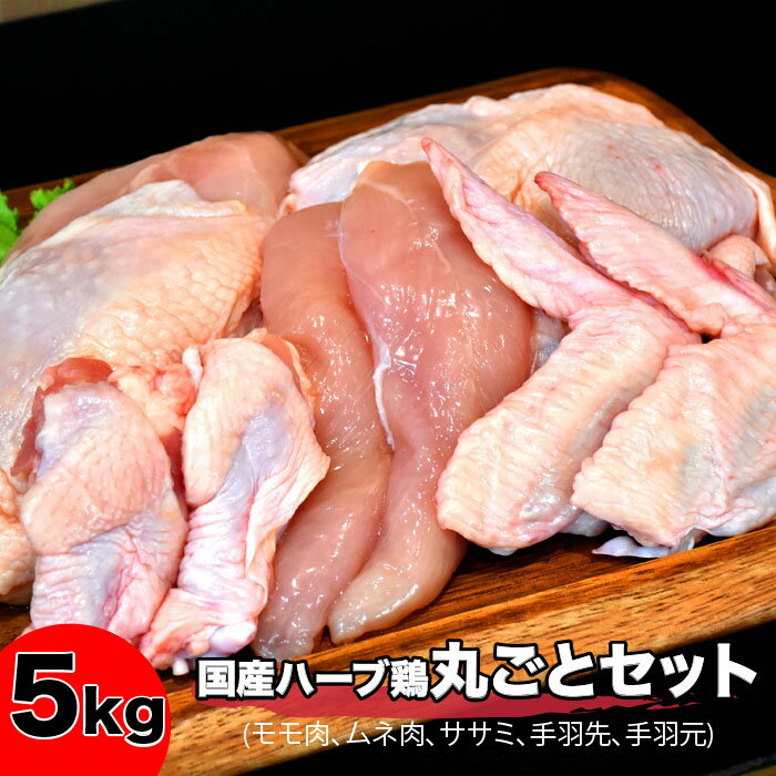 【ふるさと納税】葛尾村産ハーブ鶏丸ごと5kgセット鶏肉国産冷凍もも肉むね肉ささみ手羽先手羽元送料無料