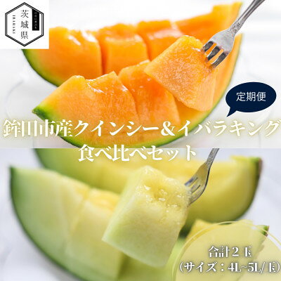 【ふるさと納税】【発送月固定定期便】5月より発送予定 山一ファーム メロン食べ比べ(クインシーとイバラキング)全2回【配送不可地域：離島・沖縄県】【4089276】