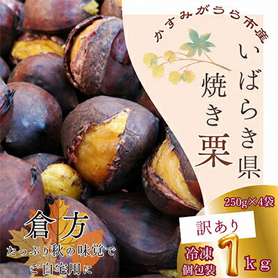 【茨城県産】 2026年度産 訳あり 貴重品種『倉方』の焼き栗 250g×4セット(冷凍)【配送不可地域：離島・沖縄県】【1691415】