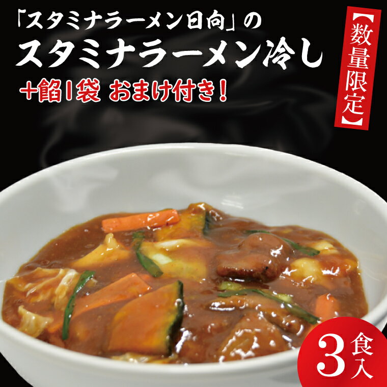 3位! 口コミ数「0件」評価「0」「スタミナラーメン日向」のスタミナラーメン冷し（3食入り）【数量限定】+餡1袋 おまけ付き！（FF-8）