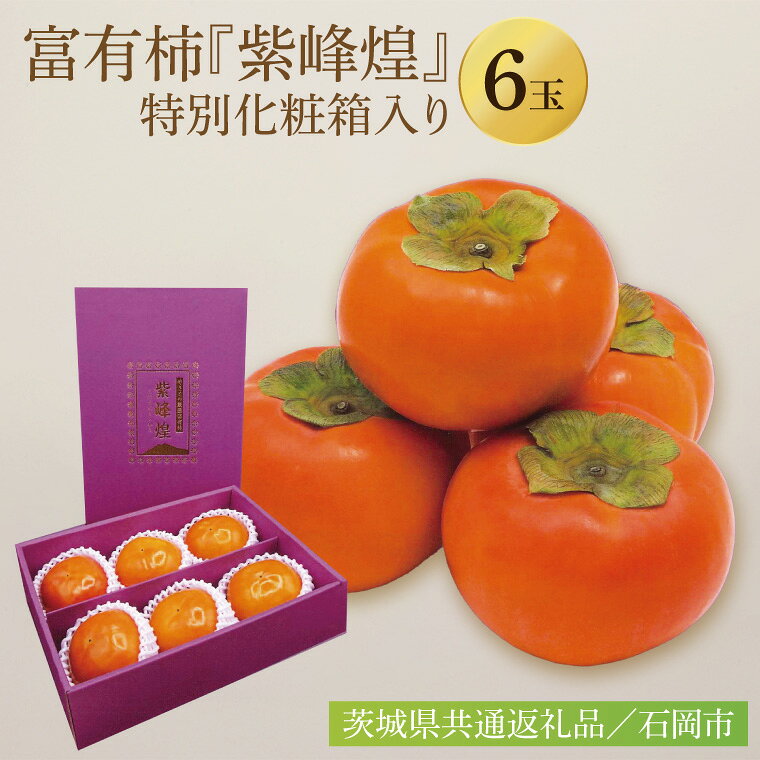 【先行予約】【数量限定】『紫峰煌（しほうのきらめき』6玉 希少！献上柿出荷組合の最高級の厳選富有柿！【茨城県共通返礼品／石岡市】【かき 柿 八郷 果物 フルーツ 茨城県 高級フルーツ 高級 厳選】（GP-5）