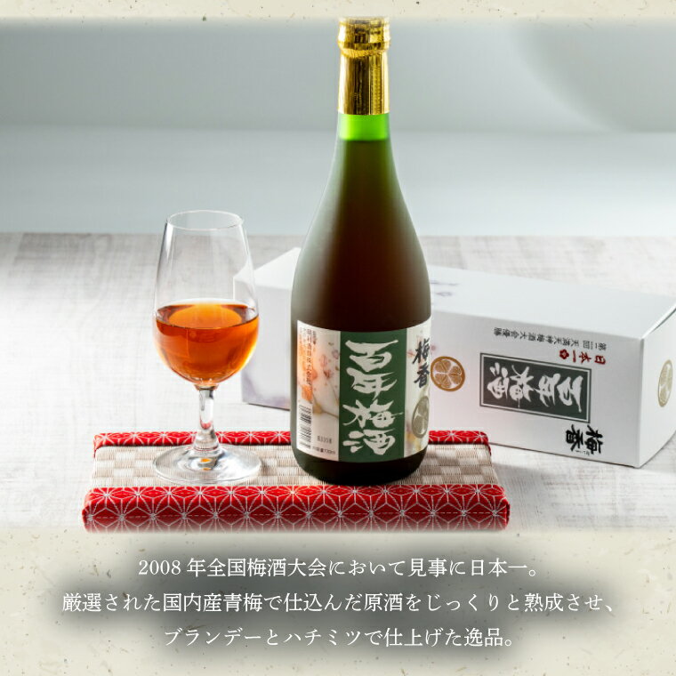 【ふるさと納税】【明利酒類×肉のイイジマ】百年梅酒＆常陸牛ハンバーグ【日本酒 清酒 アルコール ブランド牛 水戸市 茨城県】（ZZ-1）